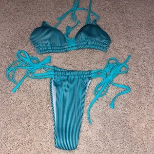 Blue Striped Bikini